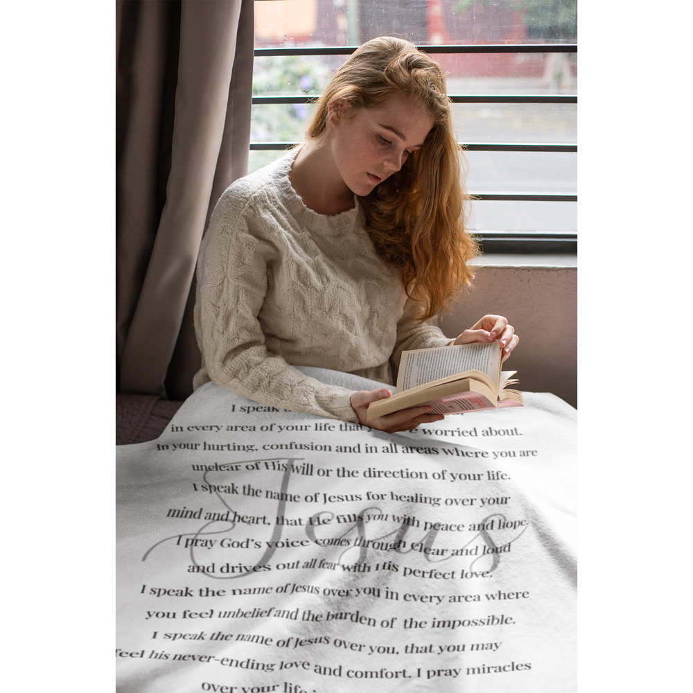 Prayer Blanket I Speak Jesus Over You Minky Blanket 50" x 60" Cozy Large Throw